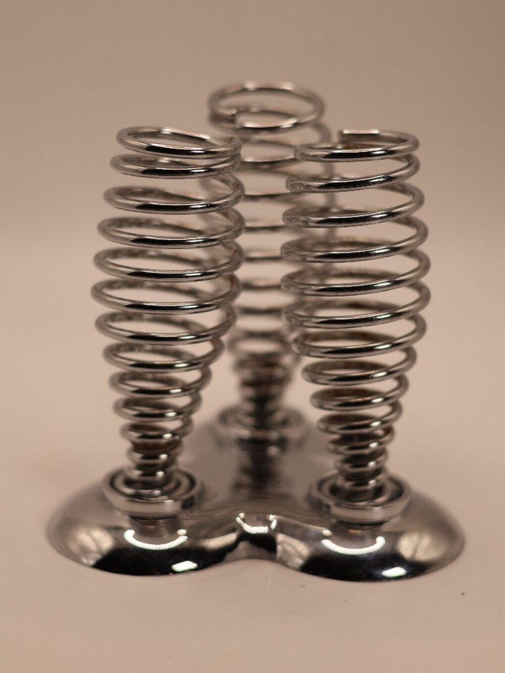 Vintage Chrome Plated Wire Spiral Egg Cup Set
